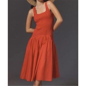 Hutch Sleeveless Smocked Drop-Waist Midi Dress